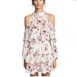 Misa cold shoulder floral mini dress